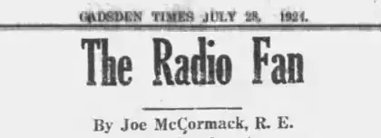 The Radio Fan column by Joe McCormack