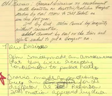 Club meeting minutes